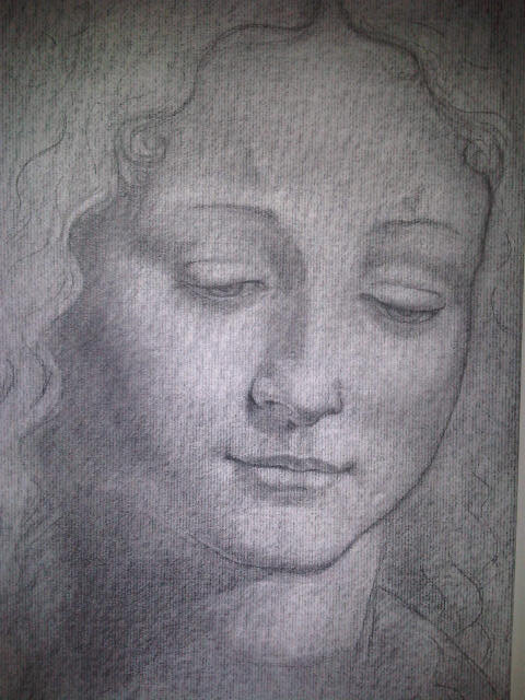 'Tête de femme' - fusain d'après l'oeuvre de Da Vinci 