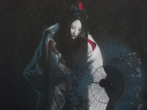 'Geisha' - Fusain, craie & pastel
