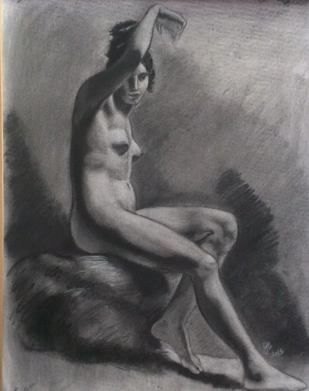 'Nu' - fusain d'après l'oeuvre de Prud'hon