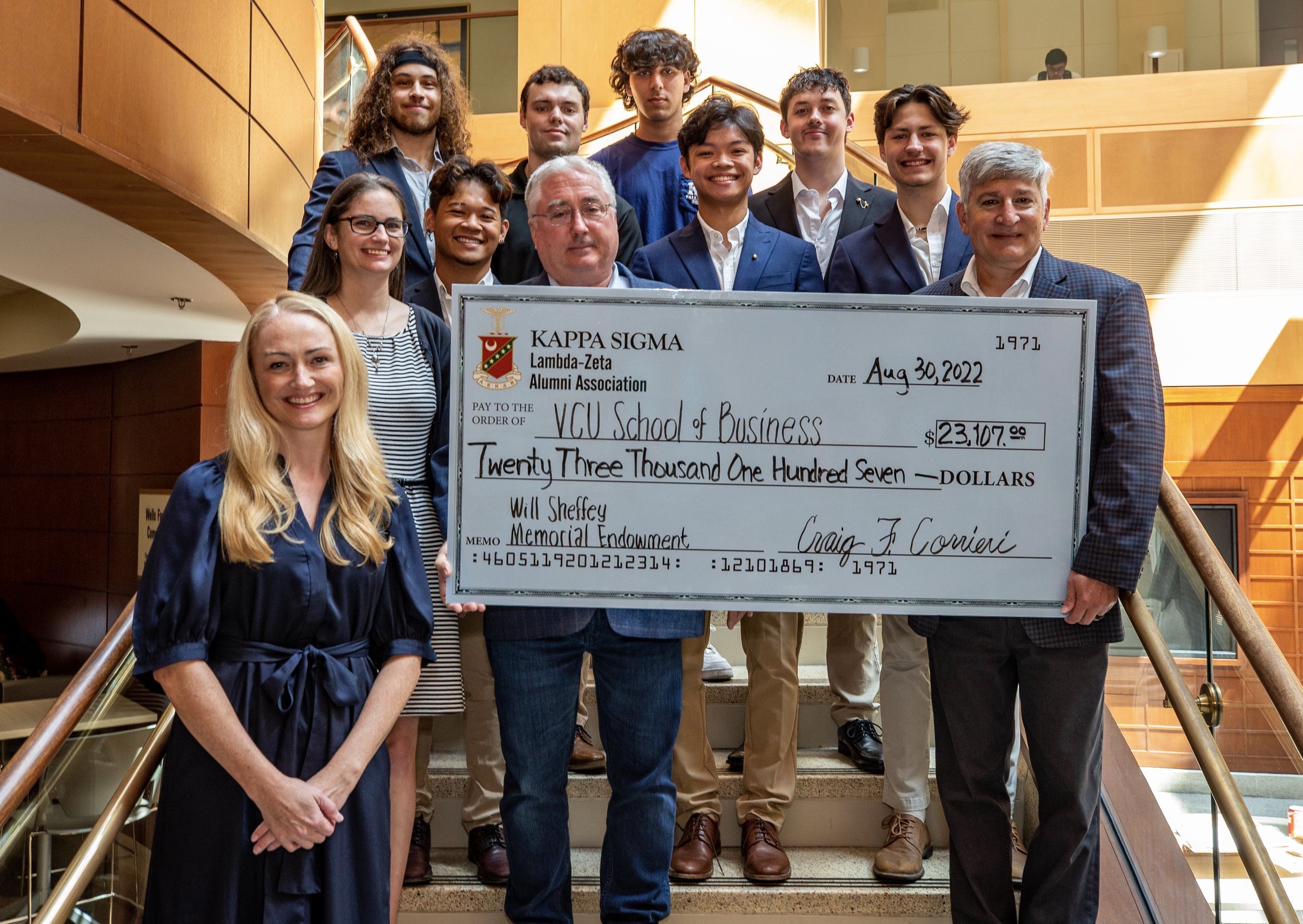  Left to Right: Top Row: Lu Codespotti (GT), Mason Bowling (Co-Rush), Sufyan Zalawar (Co-Rush), Ryan Castro (GMC). Second Row: Andrew Santiago (GM), Michael Dayo (GS), Zach Champion (GP) Third Row: Katy Beisheim, Assoc. Dir. of Development, Alumni br