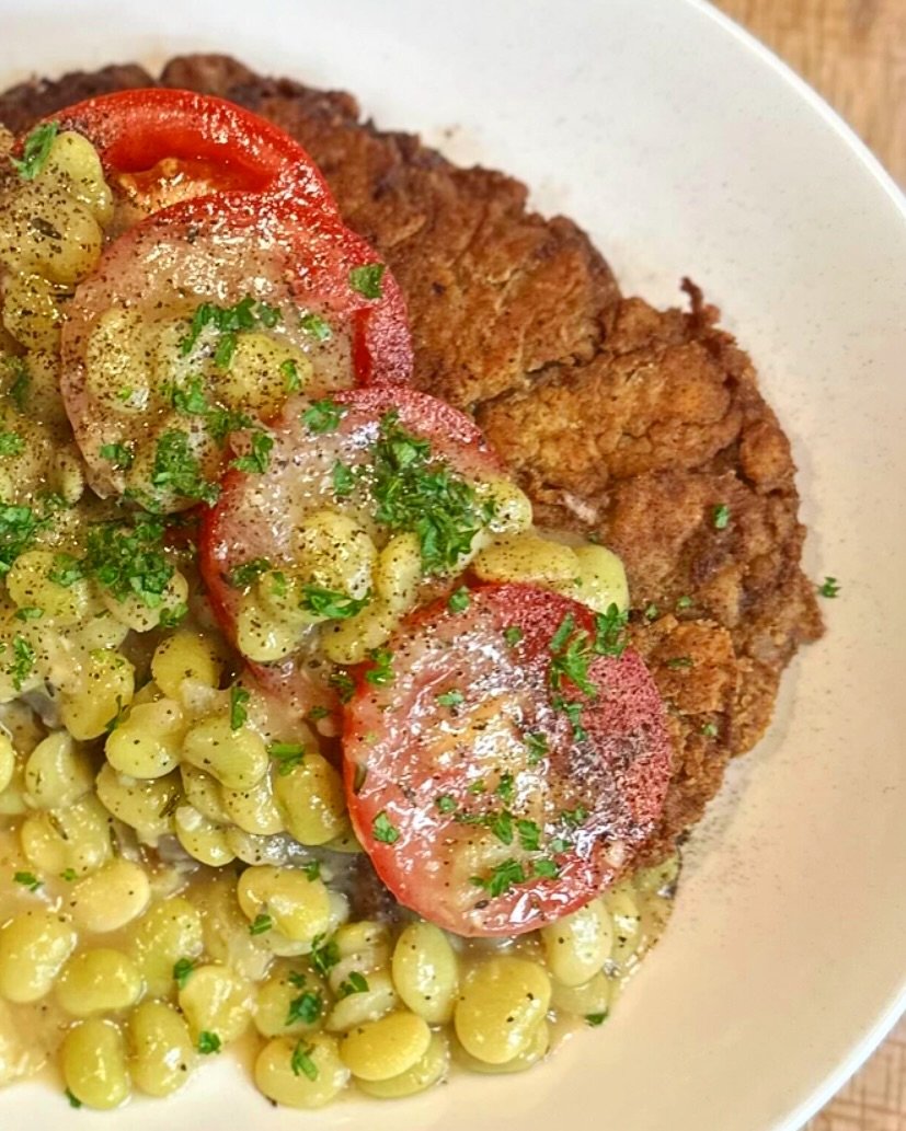 The antidote to uncertainty: TC Country Fried Steak. Local Grass-Fed Beef - Georgia Tomatoes - Butterbean Gravy.