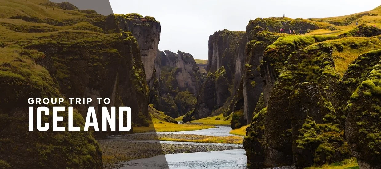 Scenic view of moss-covered cliffs and a river in Iceland