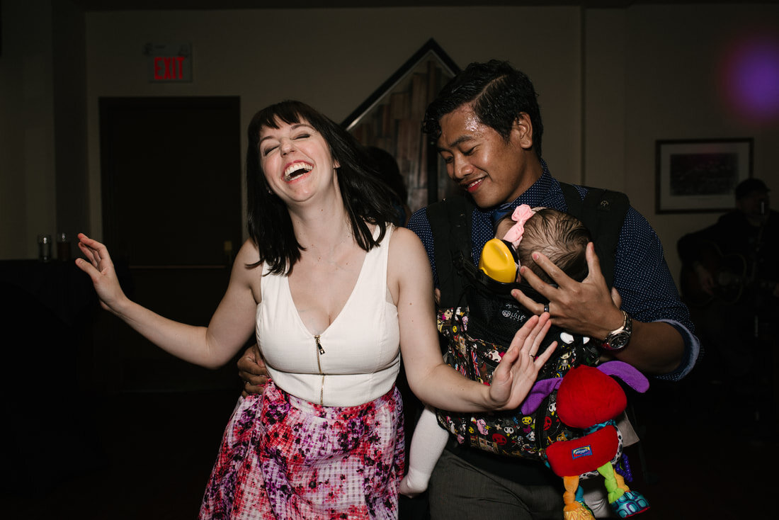 Guests dancing with joy in the wedding party