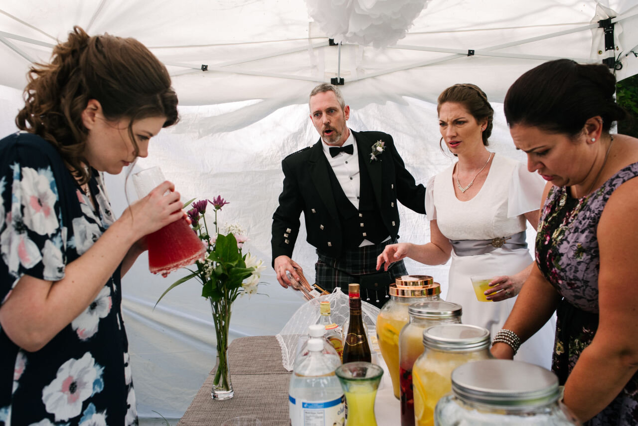 Guests and couple enjoying refreshments at Ottawa wedding 