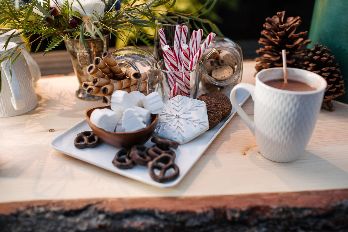 hot chocolate stir sticks and lots of yummy desserts 