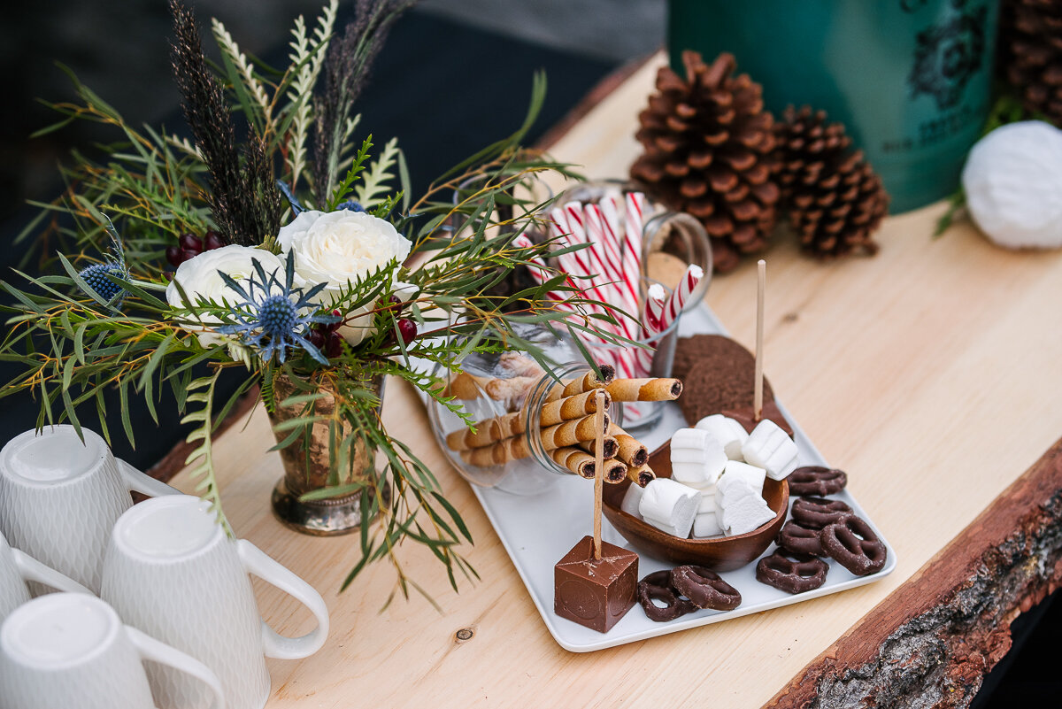chocolate treats from local vendors for a hot chocolate bar for winter wedding 