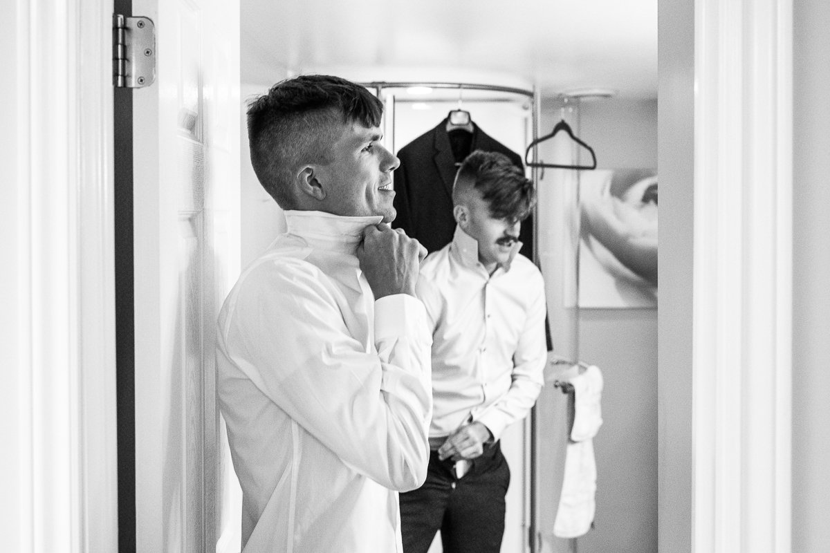Groom getting ready for his wedding