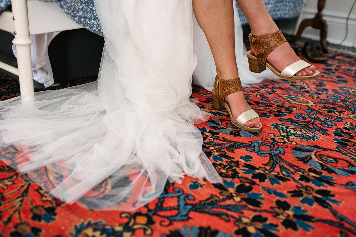 Footwear of the bride on her wedding day