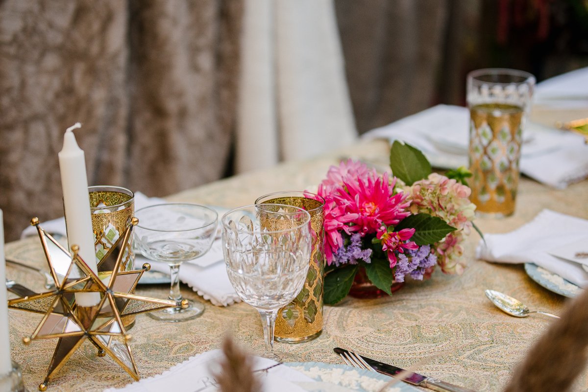 Beautiful table setting with personal invitations. 