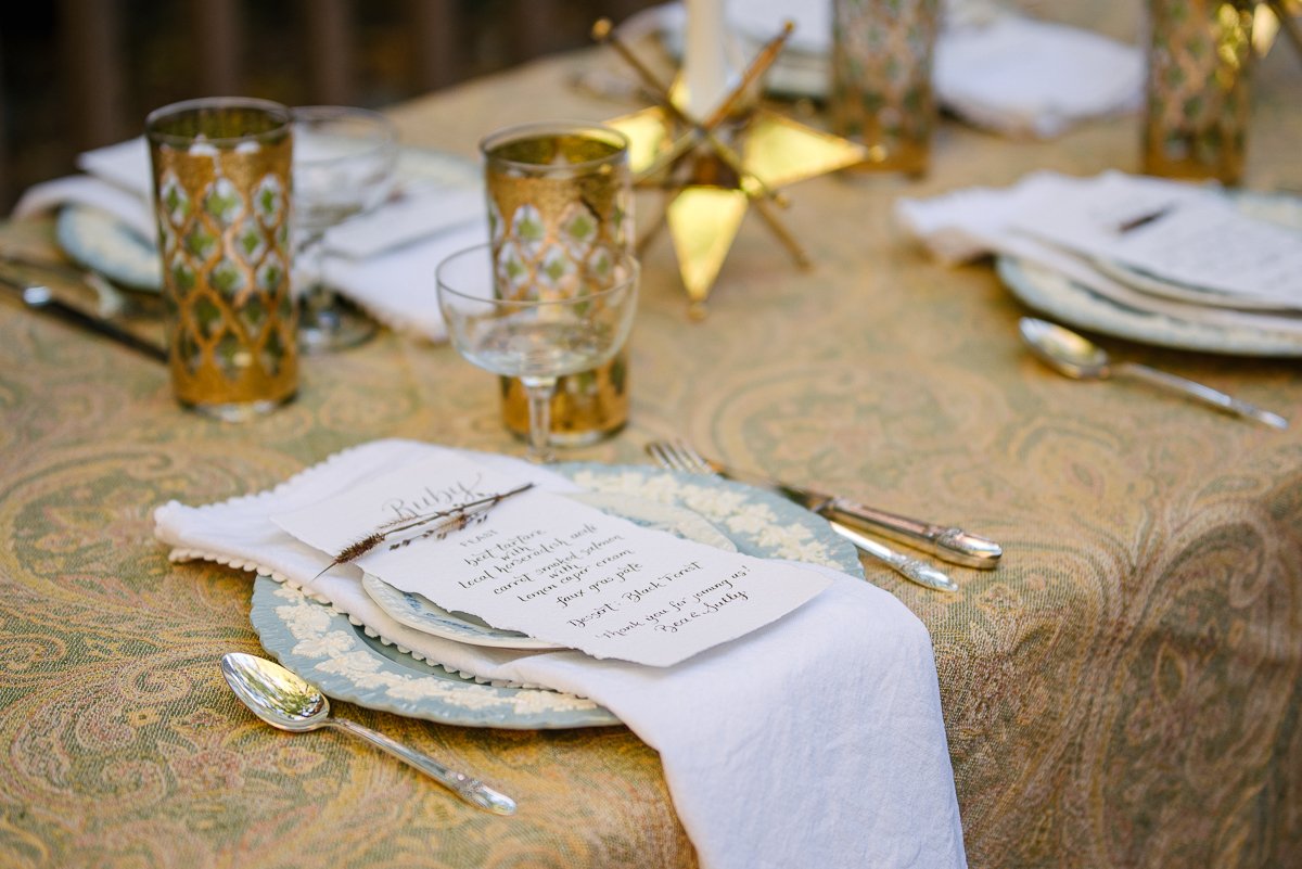  Beautiful table setting with personal invitations.