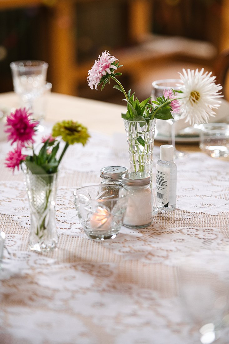Flower decoration at the table in the wedding.
