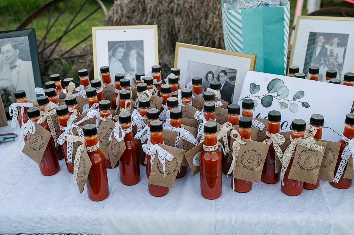Hot sauce bottle return gifts in the wedding. 