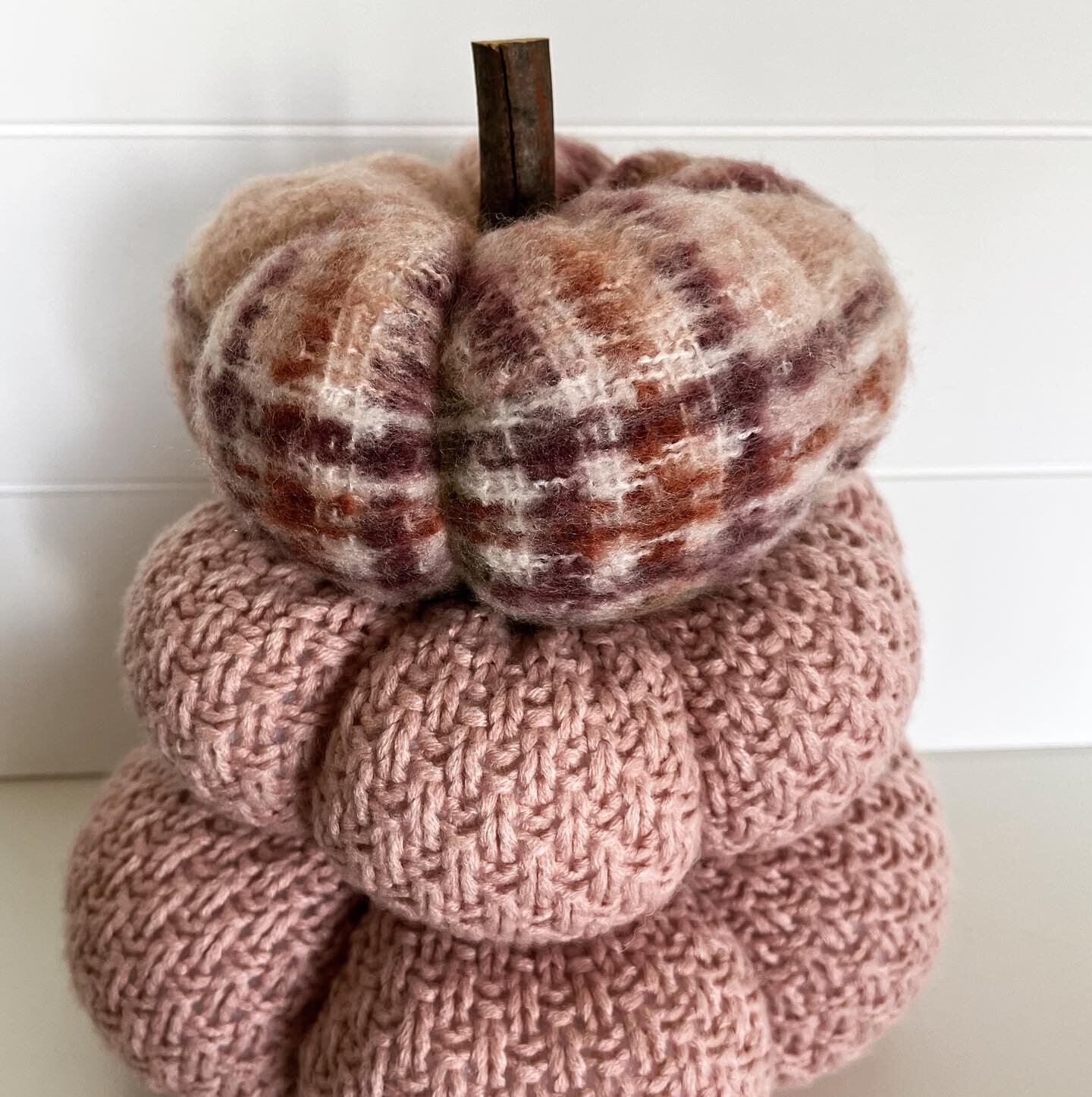 We are making some fabric pumpkins out of old sweaters today. 

I love the look of these fluffy, flat pumpkins. 

It&rsquo;s such a fun, easy process!! I will share the how-to in a reel sometime this week yet. 

The top, plaid pumpkin is from an old 