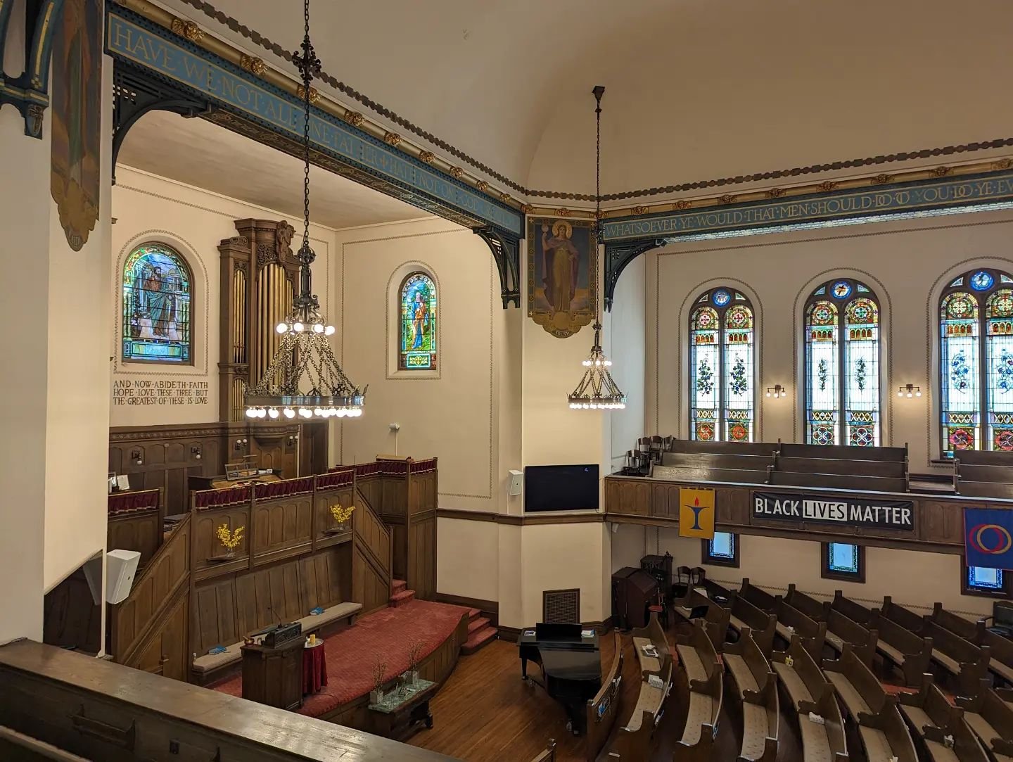 Today we revisited an old friend, Claude Bragdon's peerless First Universalist Church.

We are studying options to reactivate the passive ventilation originally designed into the building and potential mechanical enhancements with our colleagues at L