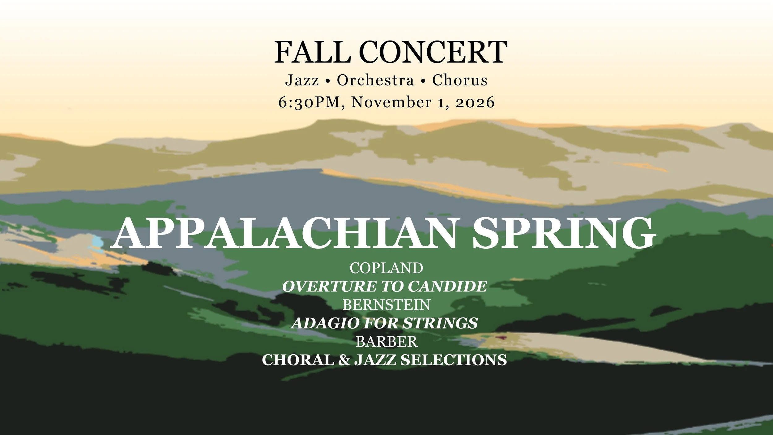image of mountains, fall concert advertise