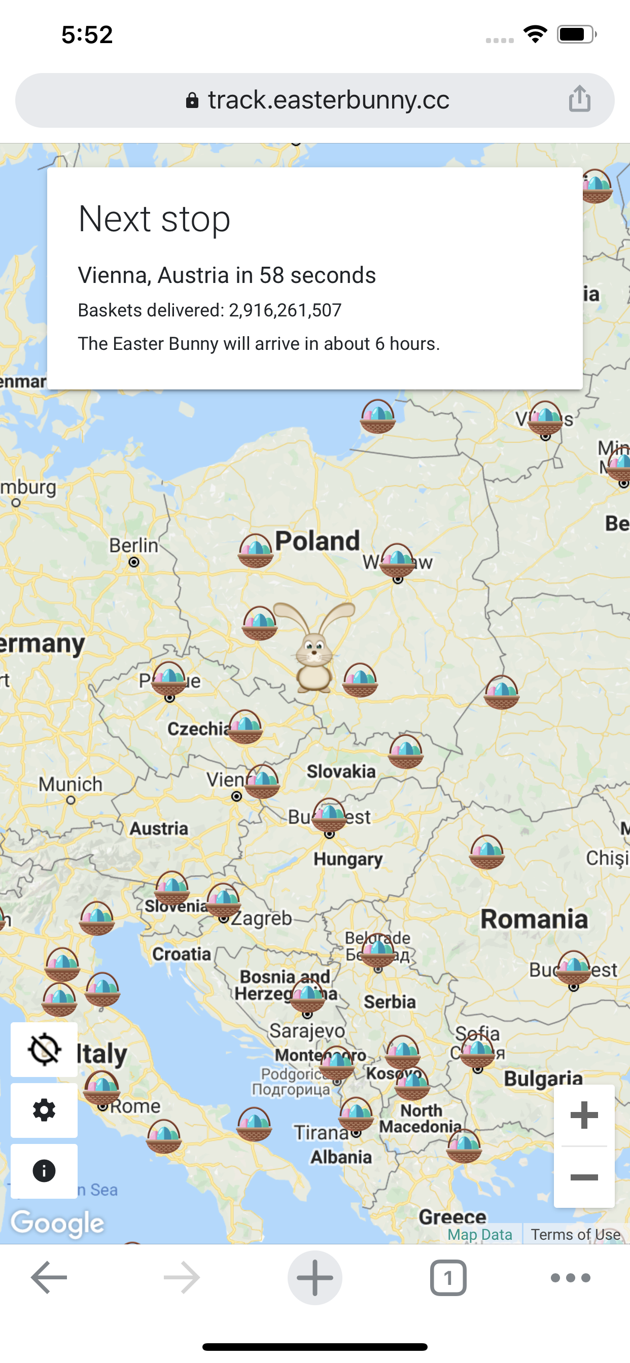  Here’s what metrics on mobile look like. It goes above the Easter Bunny arrival text.  There’s no point in having a button to do easy switching, as the tap target would be ridiculously small. As such, the metrics section is necessary in settings. 