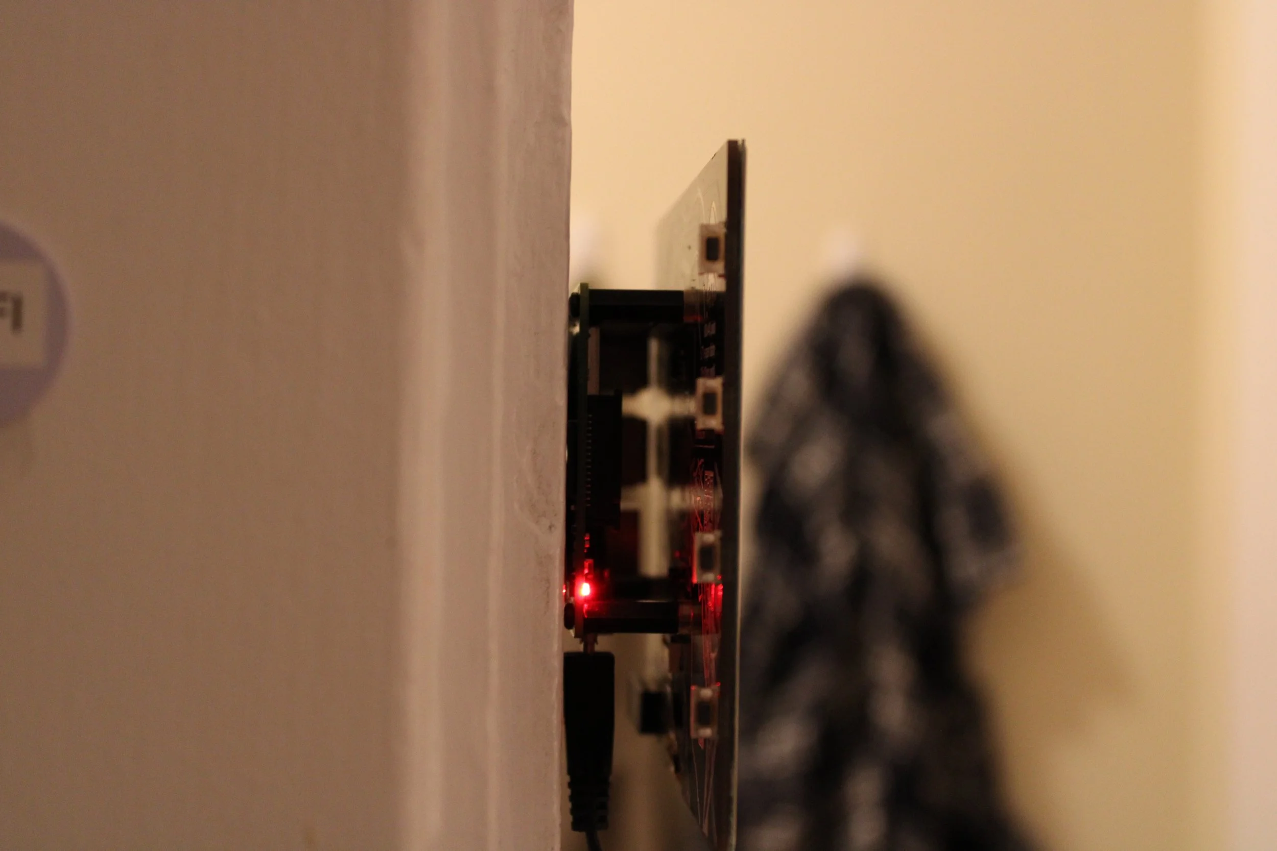  Here’s the side profile view where you can see how it’s mounted.  Previously, the sensors were attached to the Raspberry Pi via breakouts on the e-ink display itself. However, these sensors are now on a different Raspberry Pi. When the display updat