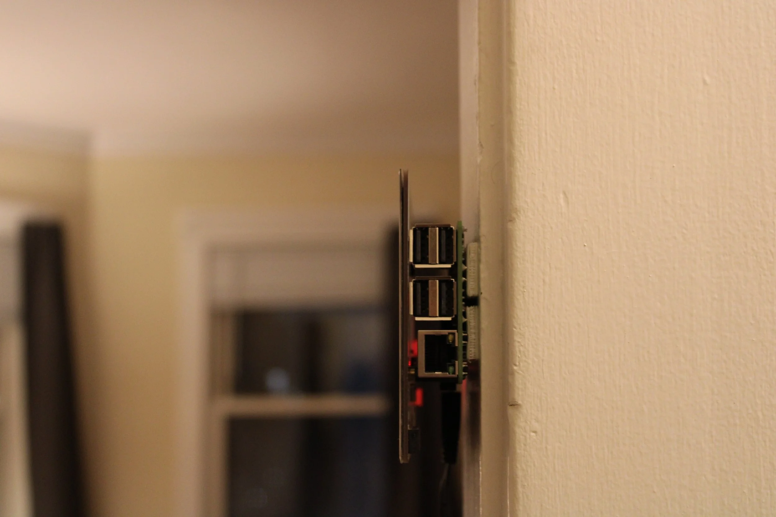  And here’s a side view of the Pi, lovingly mounted with command strips. 