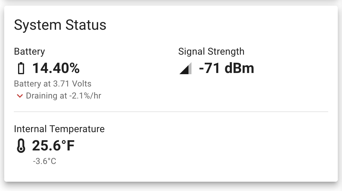 Below all of that is the system status box (which appears under current conditions on desktop, or the daily summary on mobile). It basically is to indicate the system health - showing battery levels, the signal strength from the receiver, and the in