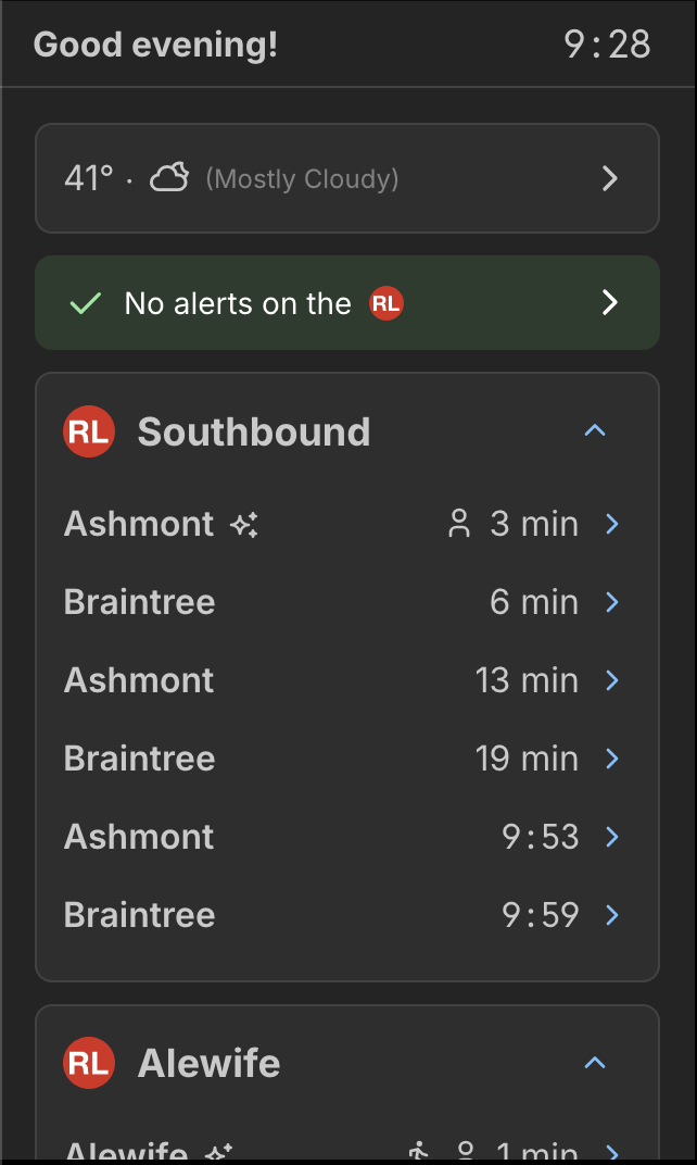  Whenever trains are more than 20 minutes away, I prefer to show the actual time that it will be arriving at so you don’t have to do a lot of mental math. Plus, it’s very rare that I think to myself, yes, let me take this train arriving at this exact