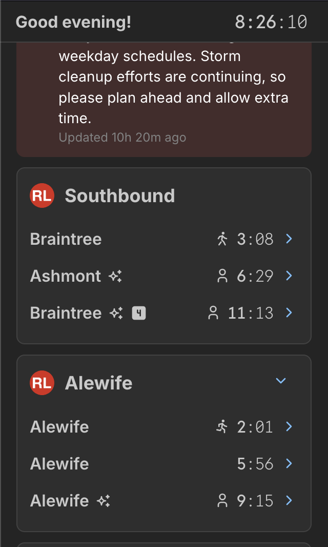  Seconds mode is a feature added after launch that allows you to see arrival times down to the second (as the name implies) across the UI.  The clock in the top-right corner of the screen shows seconds, and departures now show the minutes &amp; secon
