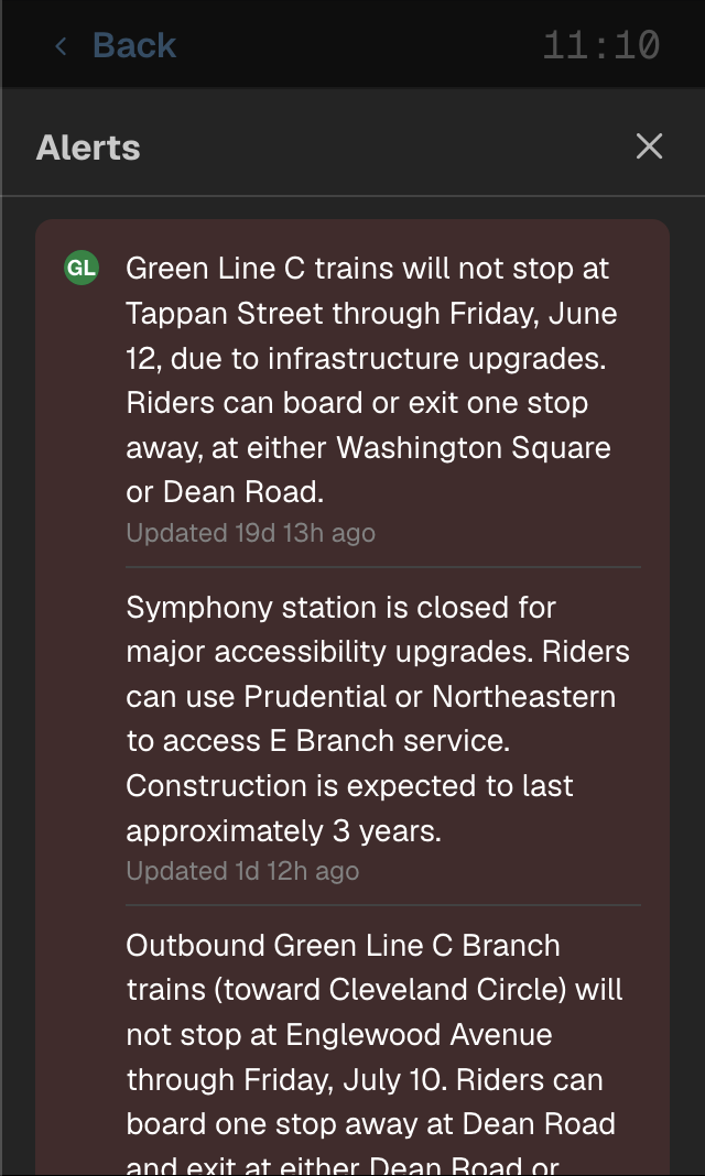  Lastly - here’s an example of that alerts modal that pops up if you click on the alerts bar and it doesn’t show the alert inline. This would be a dog to scroll through manually! 
