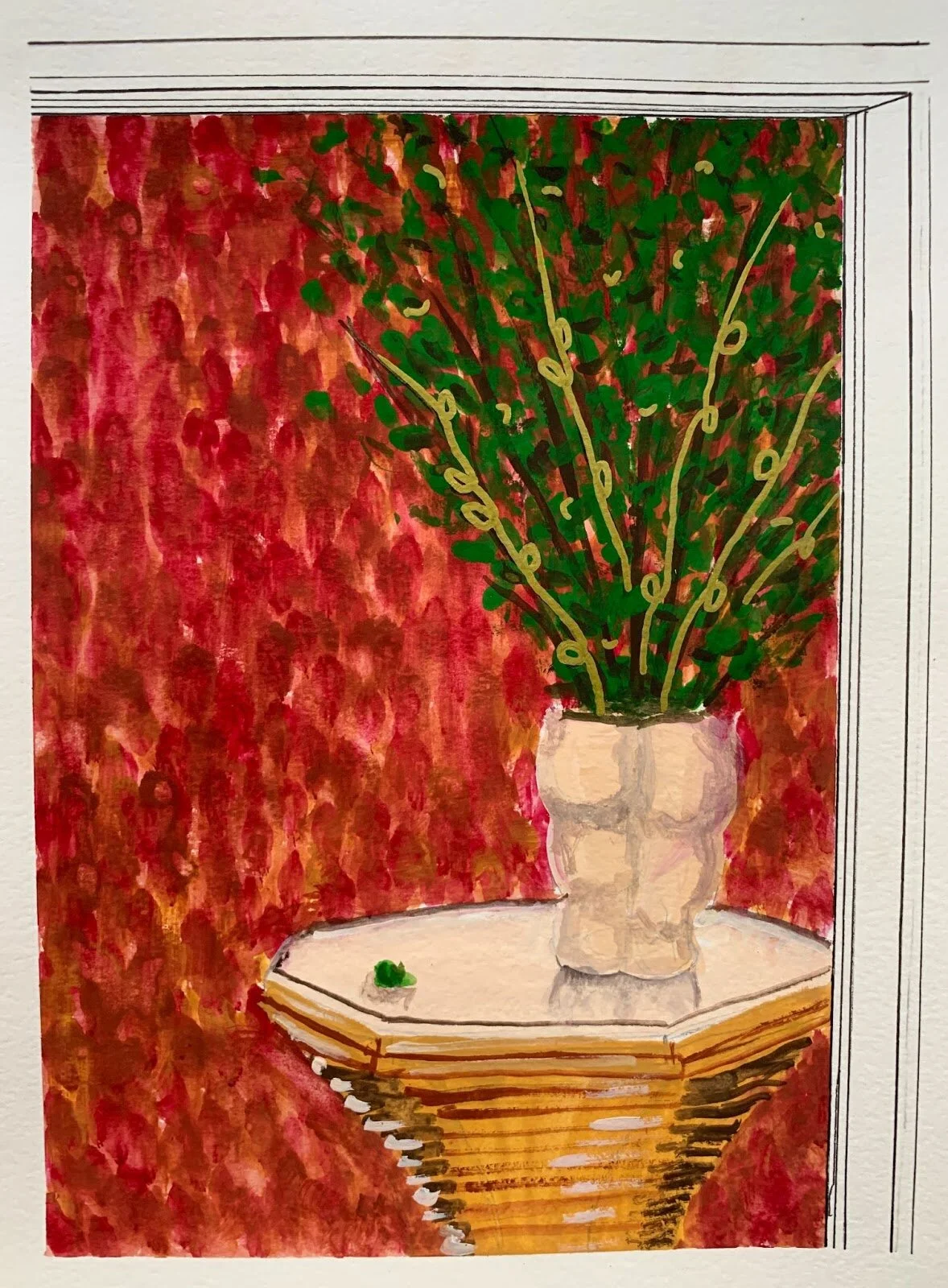  Emma Sock, Works in a Series: Gouache Study, Gouache, Pen, 9” x 12,” 2020. 