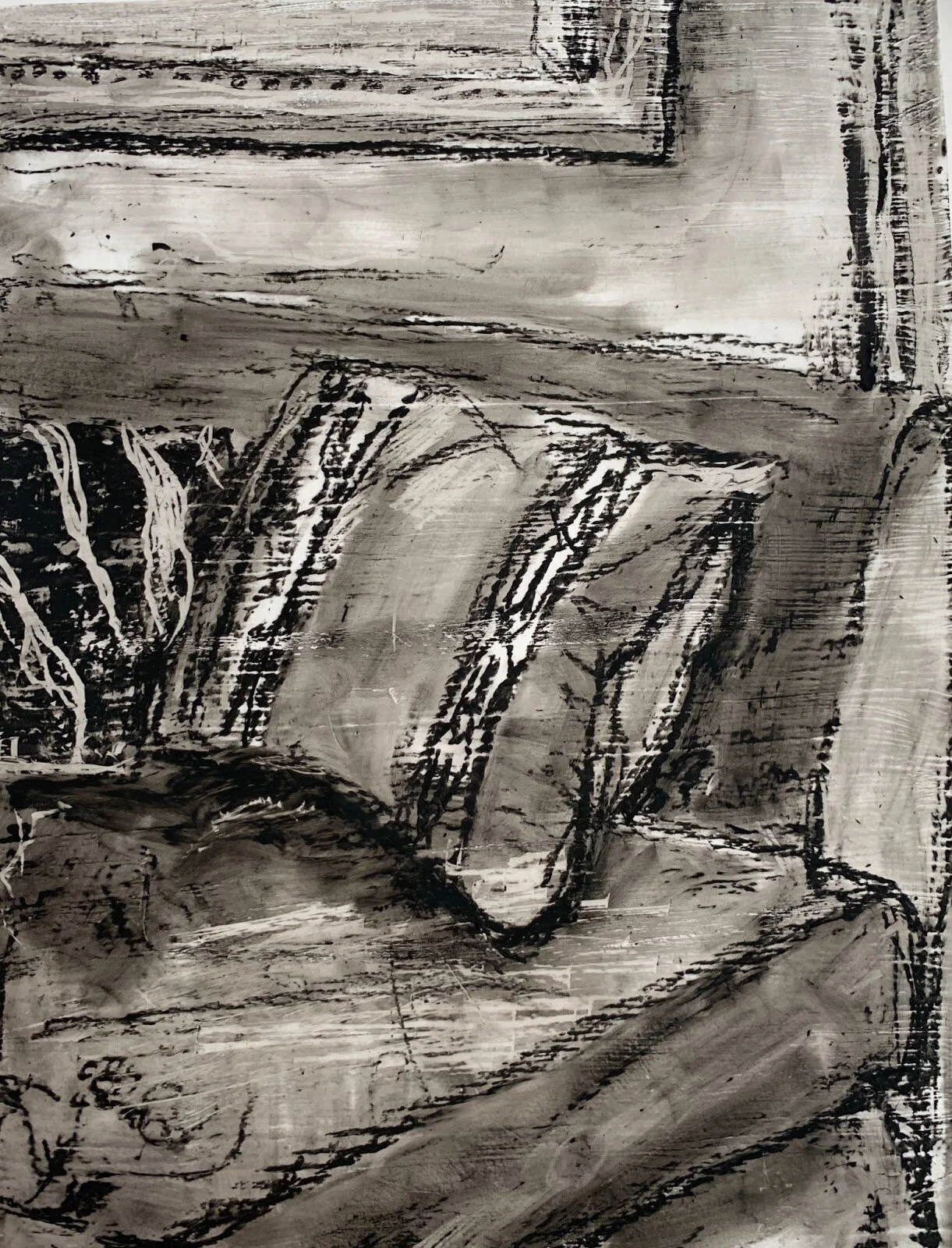 Emma Sock, Works in a Series: Oil Pastel Study, Oil Pastel on PVA Primed Paper, 11” x 14,” 2020.