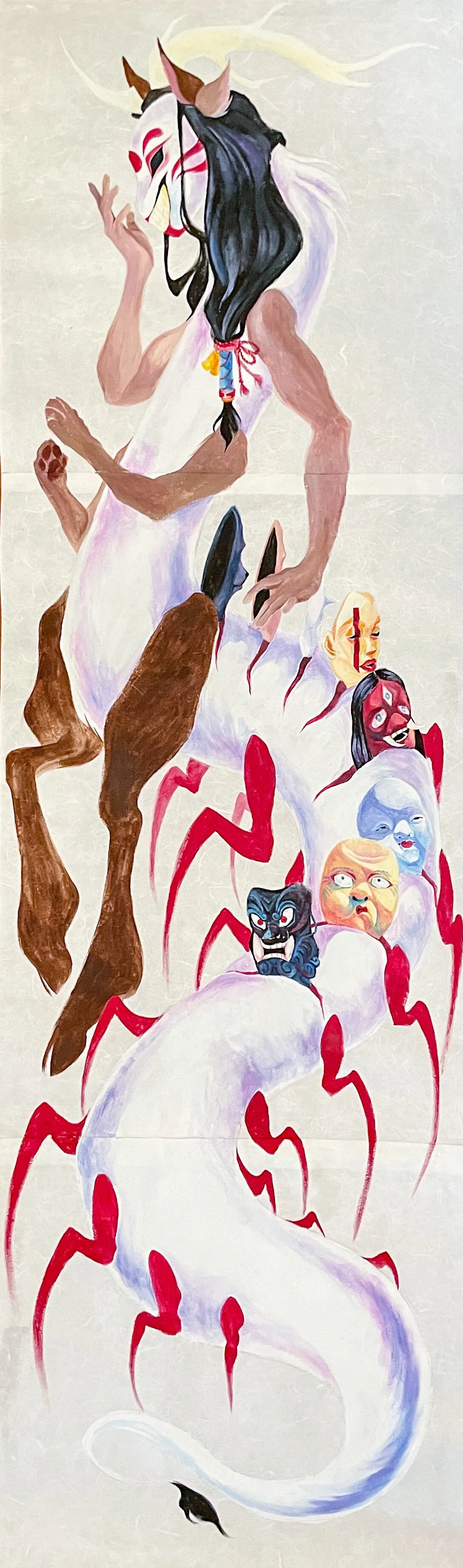  Teresa Jiang,  Identity Crisis , Acrylic Paint on Kozo Paper, 84x25,” 2021. 