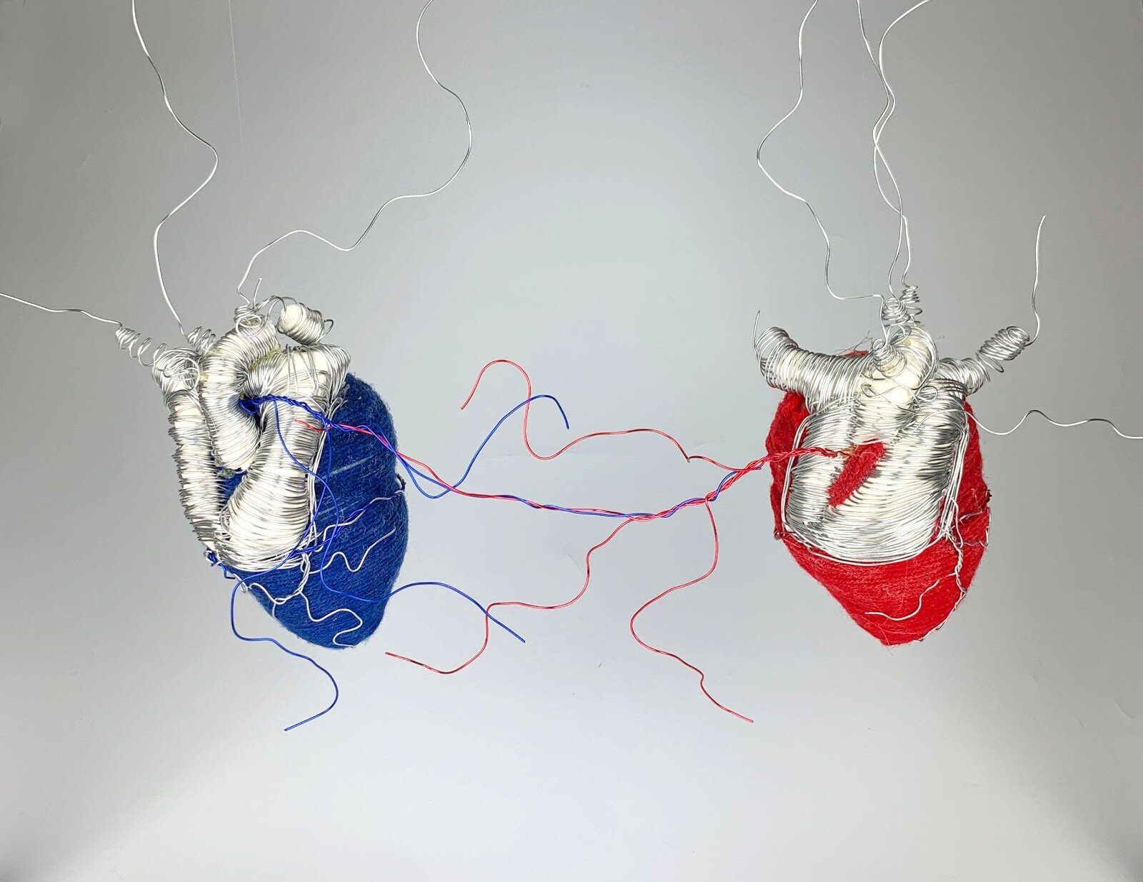  Emma Sock, Heart to Heart, Foam, Yarn, Wire, 24” x 12” x 18,” 2021.  