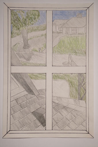 Andrew Wang, Reflections (Works in a Series), Marker and colored pencil on paper, 6” x 9,” 2020.