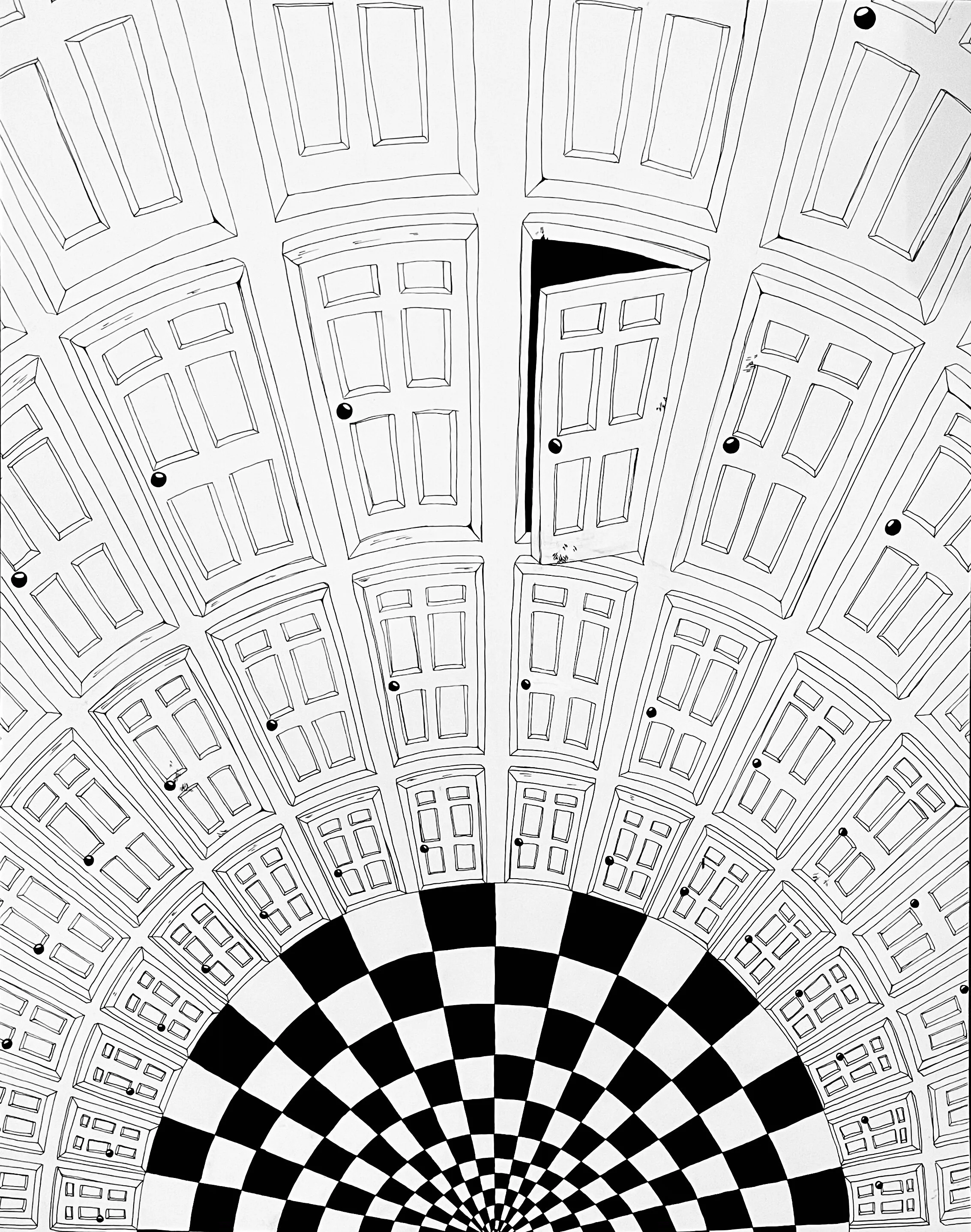  Teresa Jiang, When One Door Opens, 2020, Ink, 28x22”  