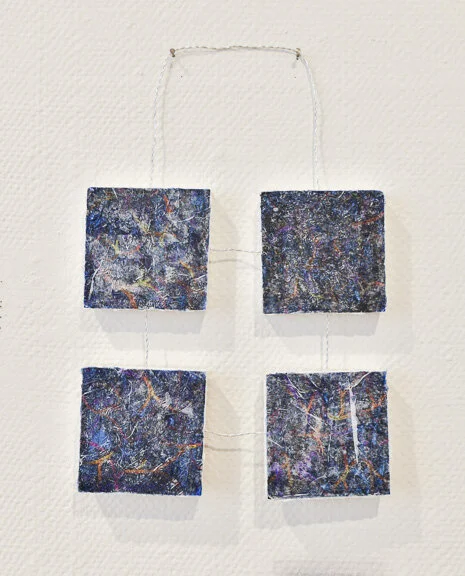  Emma Sock,  Neurally Connected , gouache and tissue paper on wood, wire, 2021.  