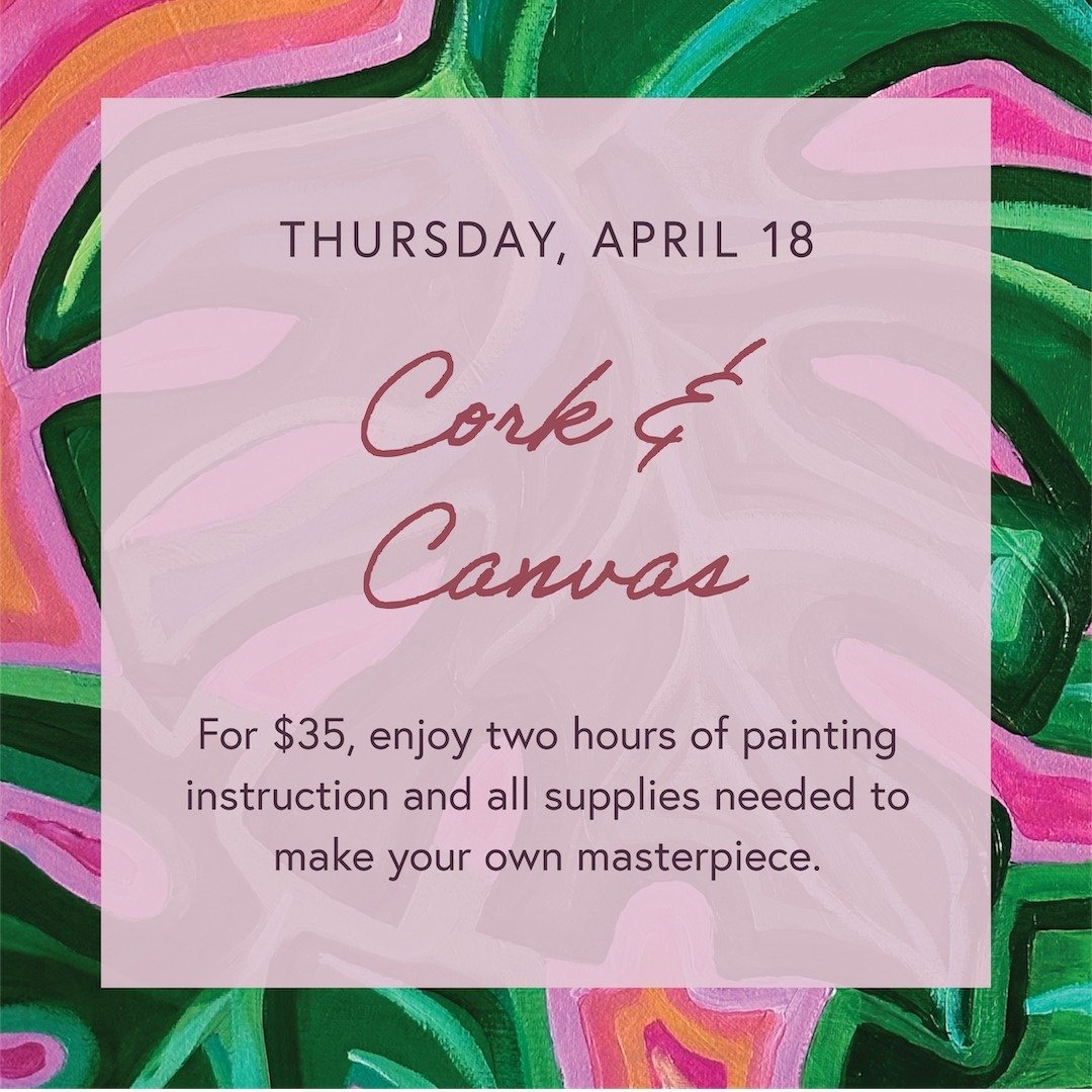 Calling all amateur artists and expert wine drinkers &ndash; our next Cork &amp; Canvas class is in just one week! @alemingart will provide step by step instructions to guide you through the creation of a beautiful botanical painting while you enjoy 