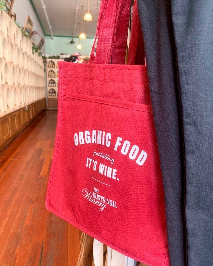 Happy #EarthMonth! 🌎 🌿 We love this planet as much as we love wine, which is why we're committed to sustainability! ♻️ Buy one of these reusable totes from our gift shop and let it pay for itself &mdash; bring it back to fill up with six bottles of