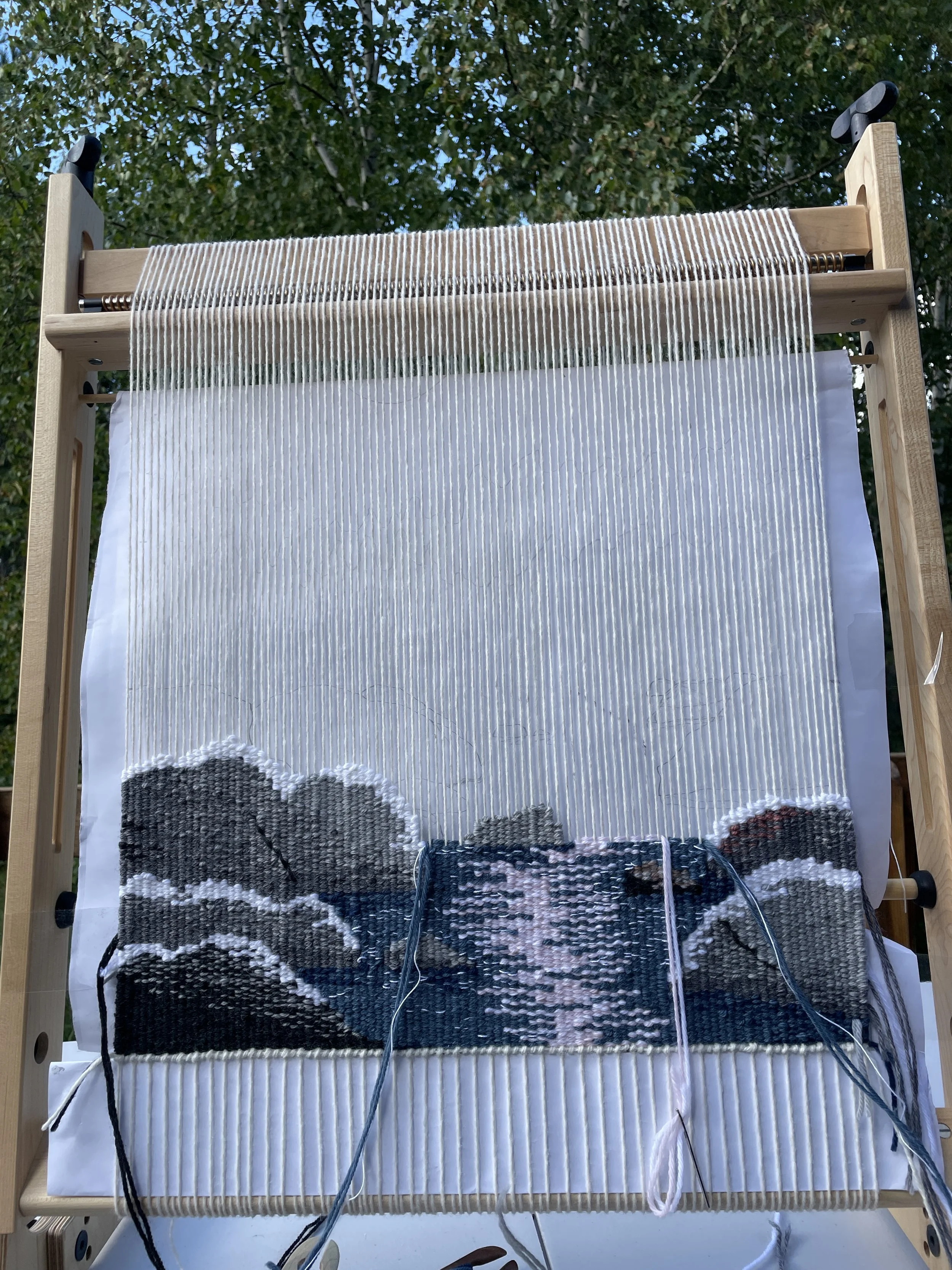 Woven tapestry in progress by Emily Wick at North Woven Goods,