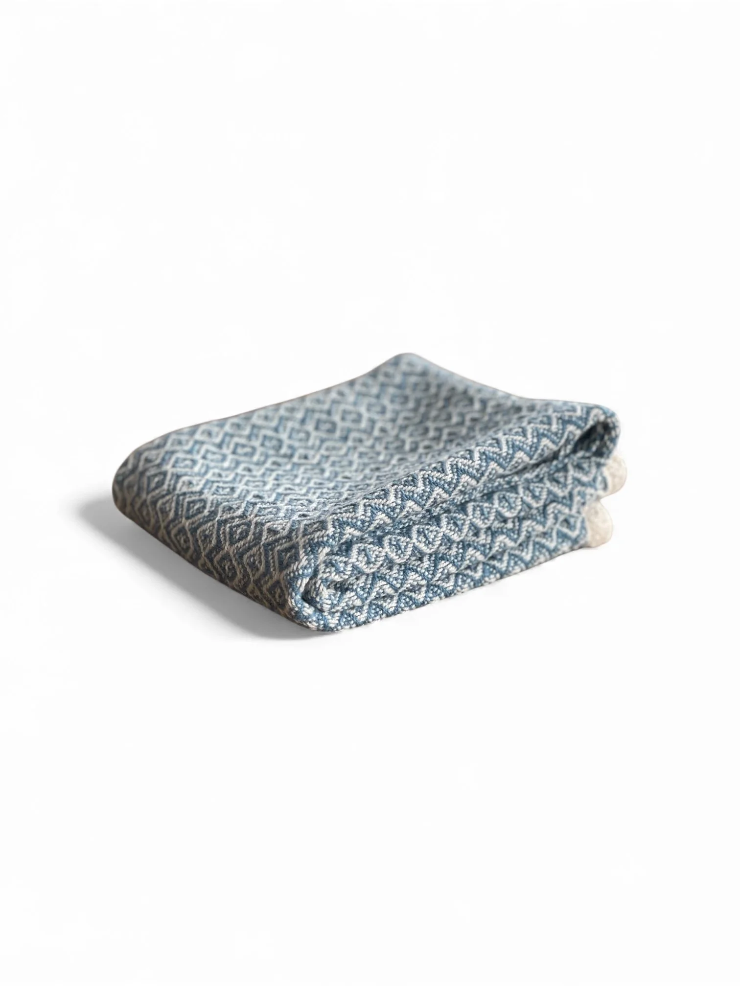 Cotton Linen Twill Hand Towel in Lake Blue
