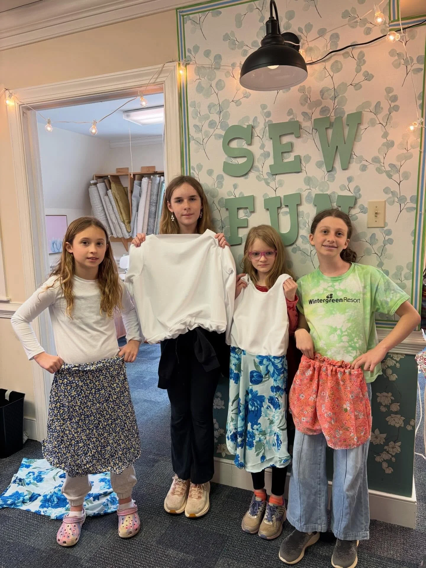 Some circle skirts, shorts and a sweatshirt in the works this past Saturday. Fittings for the outfits are always so helpful to get the sizing just right and add any extra design choices.
