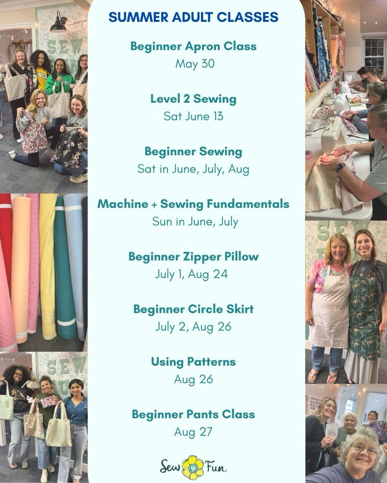 Curious what is going on besides our summer camps? We have lots of beginner friendly adult classes happening this summer! 🌼