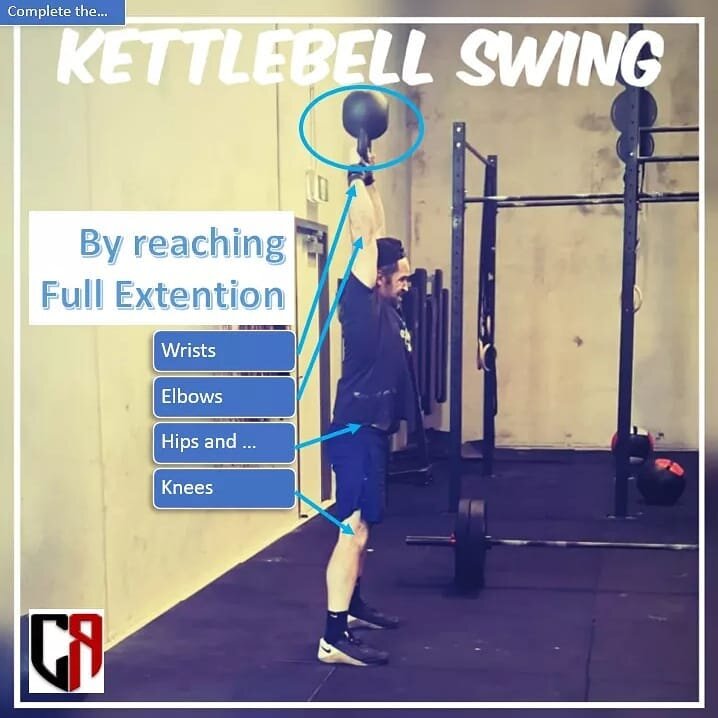 Working on getting it right to the end 

I see this simple kettlebell exercise often performed incorrectly. 
&bull; Flexion of the wrists which will disallow the bell to invert 
&bull; Soft Elbows and/or knees at the apex of the swing failing to meet
