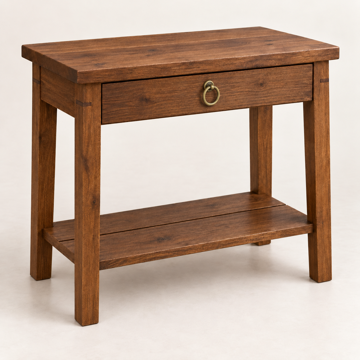 Bespoke Solid Wood Kitchen Table with Drawer and Shelf