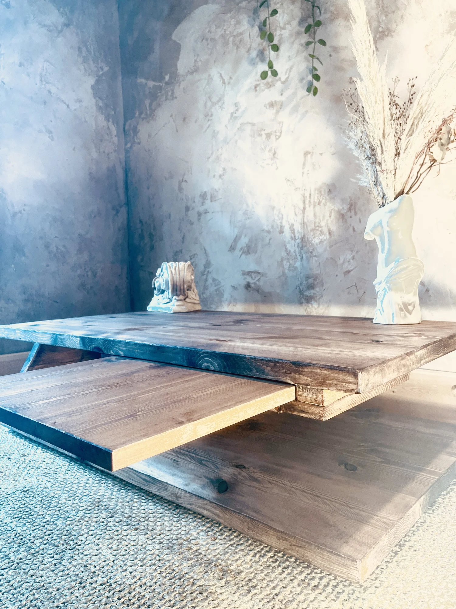 Low Extendable Two-Tier Coffee Table (Open-End Storage) | Artemis