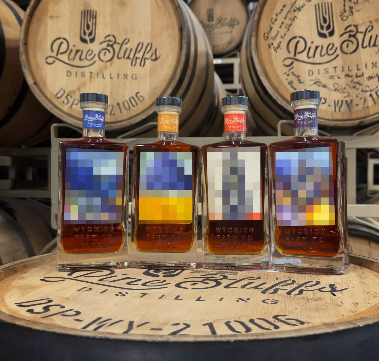 We&rsquo;ve blurred the labels for legal reasons.*

*The legal reason is that we&rsquo;re not showing you yet.

The Of Here whiskey bottles release Sat, June 27 at Pine Bluffs Distilling! The project pairs Wyo whiskey with artwork from my Of Here ser