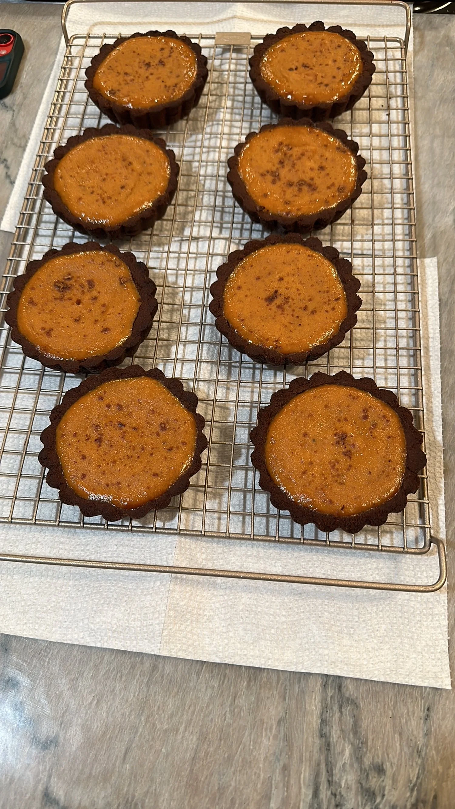 11.20.23 pumpkin dark chocolate tarts