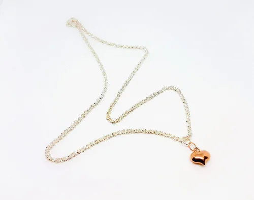 Nisha Halo Whole Lot Of Love Rose Gold Heart And Sterling Silver Necklace