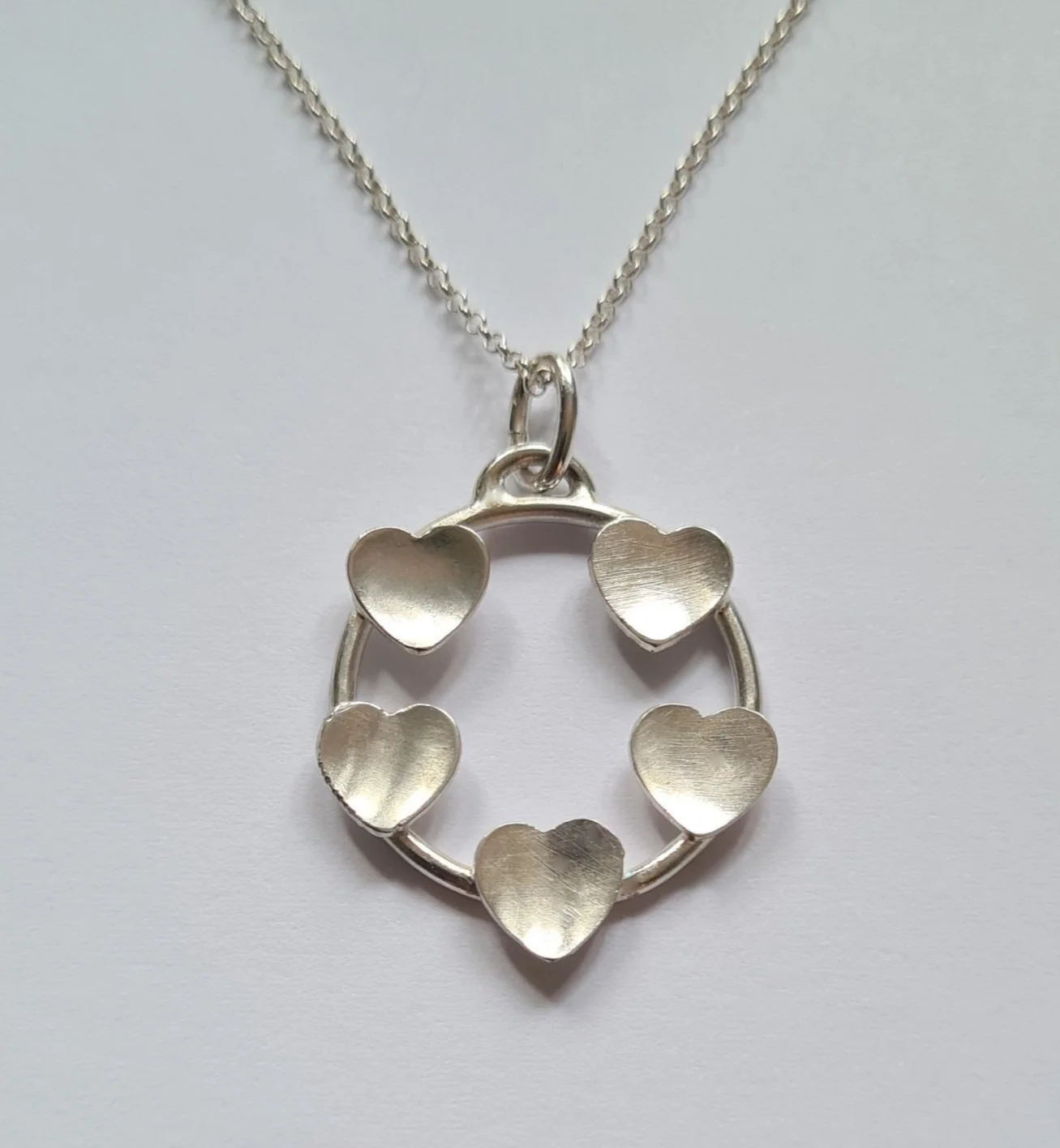 Handmade heart silver pendant necklace