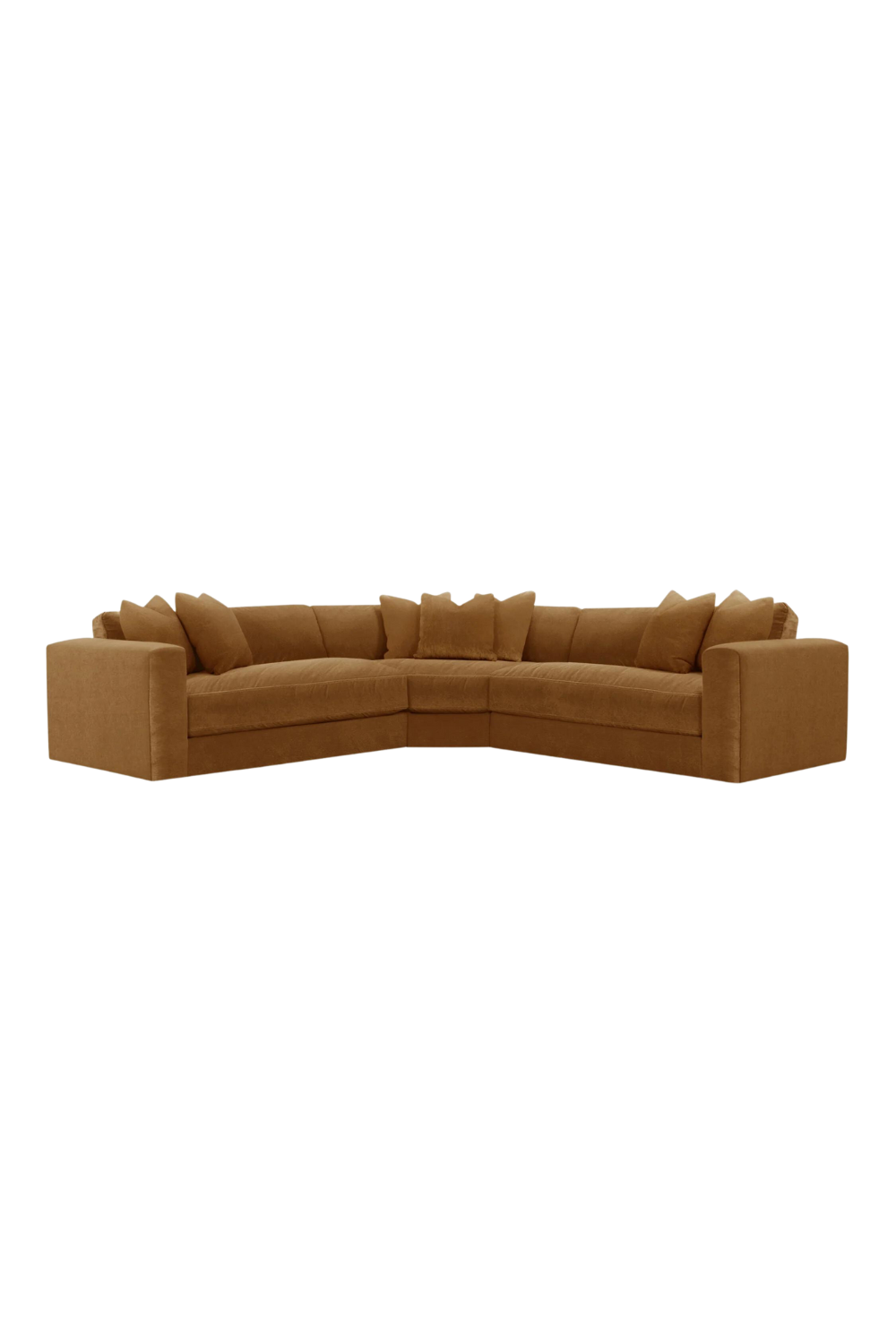 Cognac Velvet Sectional Sofa