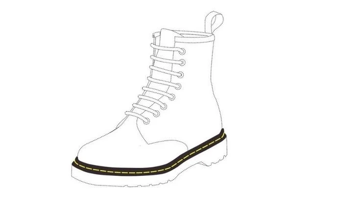 Zwarte rand met geel stiksel alleen onderscheidend voor donkere boots