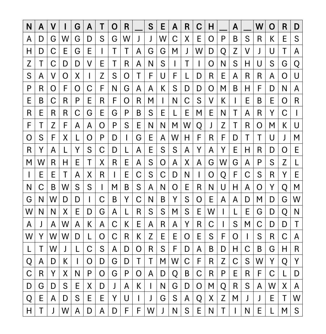 Navigator Search-A-Word October Publication
