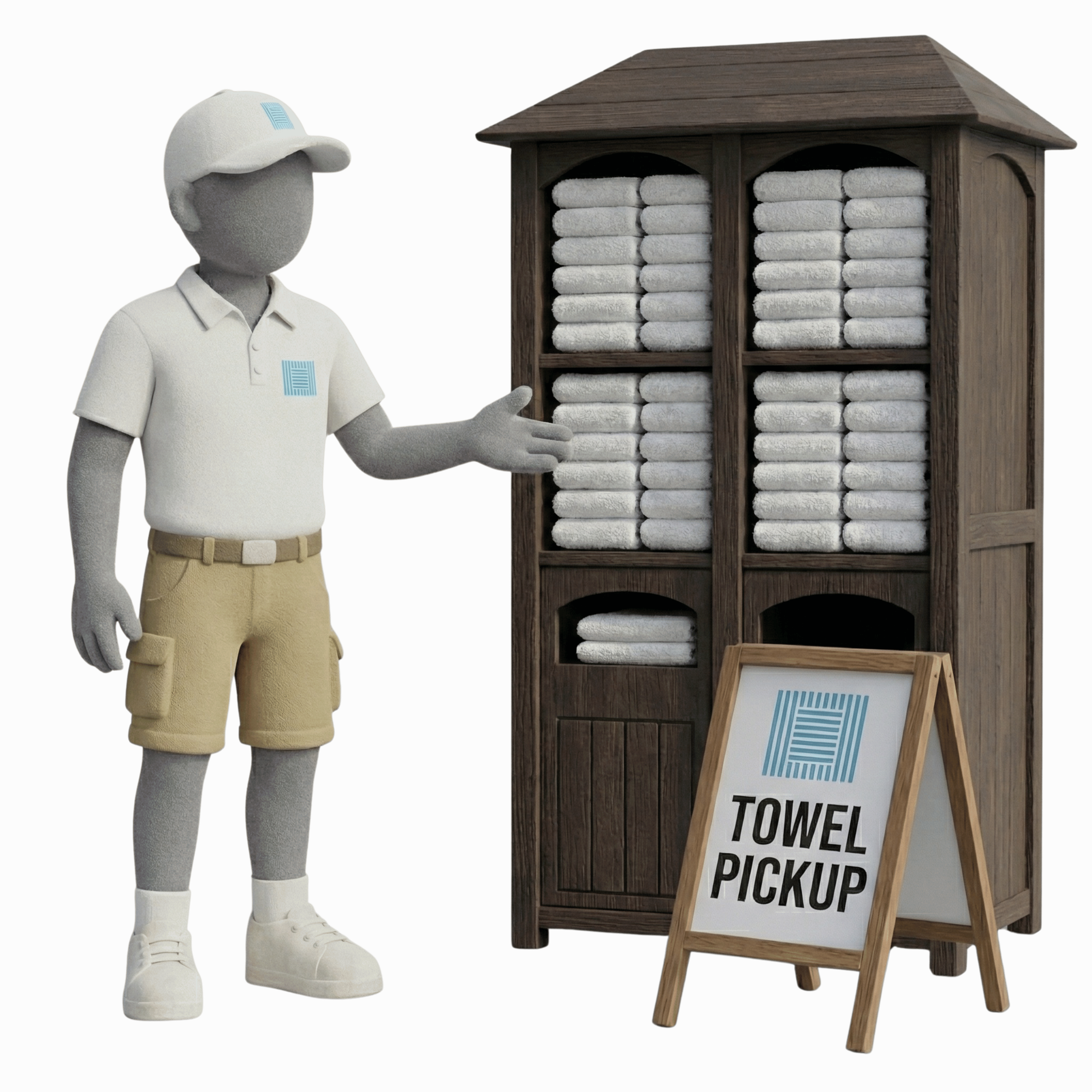 Pool Attendant with Towel Valet